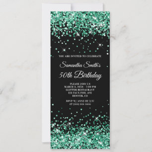 Invitación Hunter Green Purpurina Black 50th Birthday