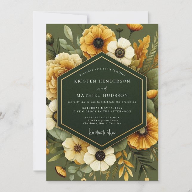 Invitación Hunter Ochre Harvest Wedding (Anverso)