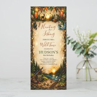 Invitación Hunting and Fishing Camo Boy birthday Invitation