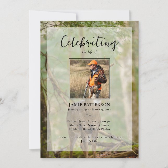Invitación Hunting Hunter Outdoorsman Photo Funeral Program  (Anverso)