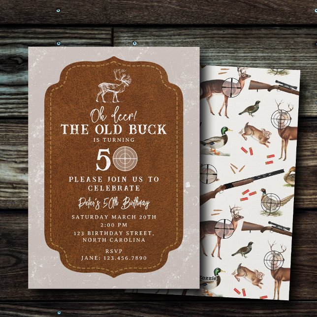 Invitación Hunting Oh Deer Old Buck Adult Birthday Party (Hunting Oh Deer Old Buck Adult Birthday Party Invitation)