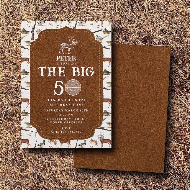 Invitación Hunting Wildlife Outdoorsman Adult Birthday Party (Hunting Wildlife Outdoorsman Adult Birthday Party Invitation)