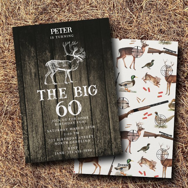 Invitación Hunting Wildlife Outdoorsman Adult Birthday Party (Hunting Wildlife Outdoorsman Adult Birthday Party Invitation)