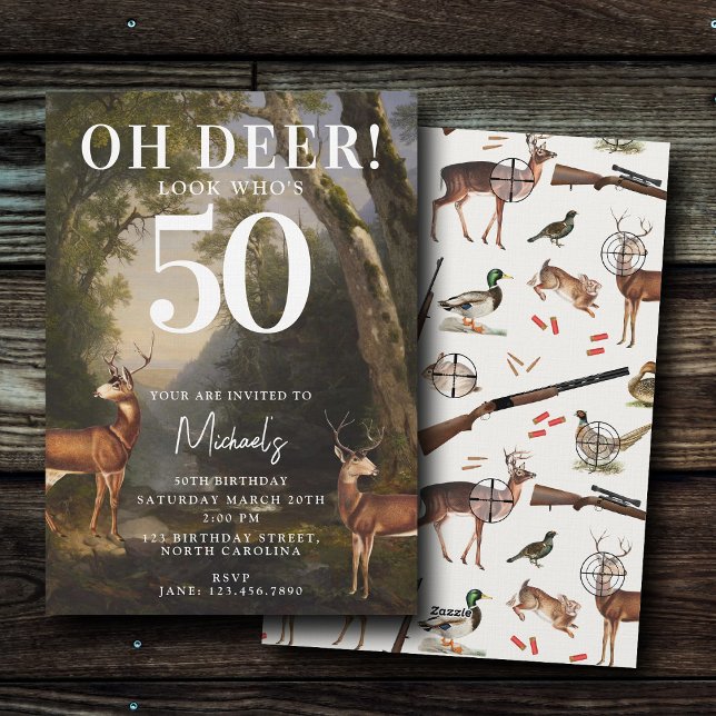Invitación Hunting Wildlife Outdoorsman Adult Birthday Party (Hunting Wildlife Outdoorsman Adult Birthday Party Invitation)