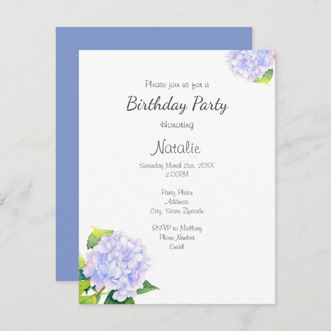 Invitación Hydrangea (Anverso / Reverso)