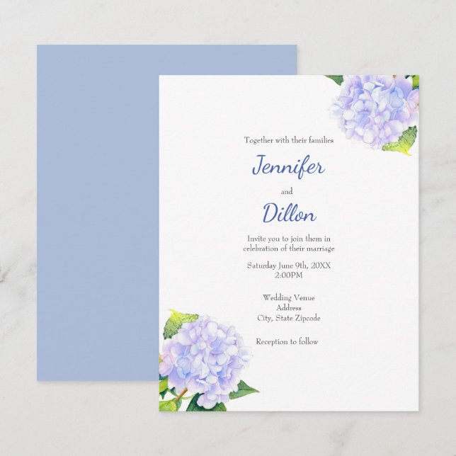 Invitación Hydrangea (Anverso / Reverso)