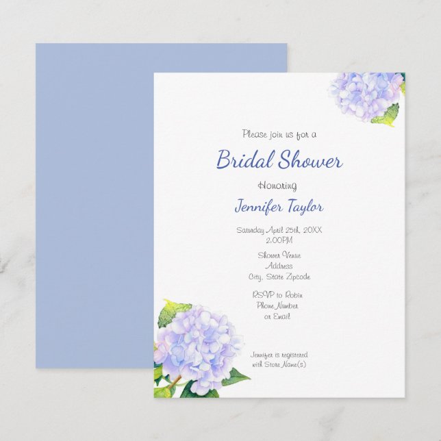 Invitación Hydrangea (Anverso / Reverso)