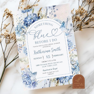 Invitación Hydrangea Algo Azul Antes de Hacer Ducha de Novia