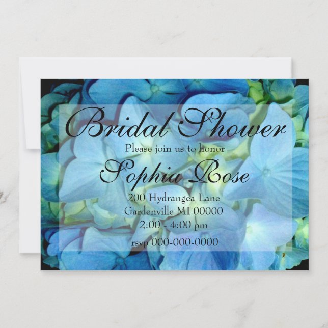 Invitación Hydrangea azul (Anverso)