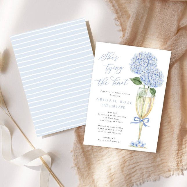 Invitación Hydrangea azul está atando la ducha nupcial (Subido por el creador)