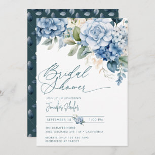 Invitación Hydrangea azul   Flores dejan ducha de novia