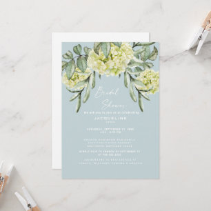 Invitación Hydrangea Azul Polvoriento Elegante Desayuno Nupci