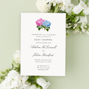 Invitación Hydrangea Azul y Rosa Grand-millennial Doble