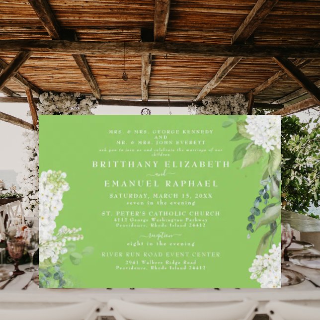 Invitación Hydrangea Blanca Bodas de Padres Verdes Lima II (Subido por el creador)