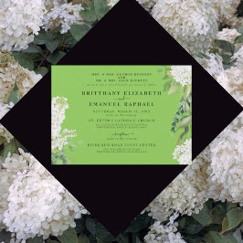 Invitación Hydrangea Blanca Lime Green Ambos Padres Bodas