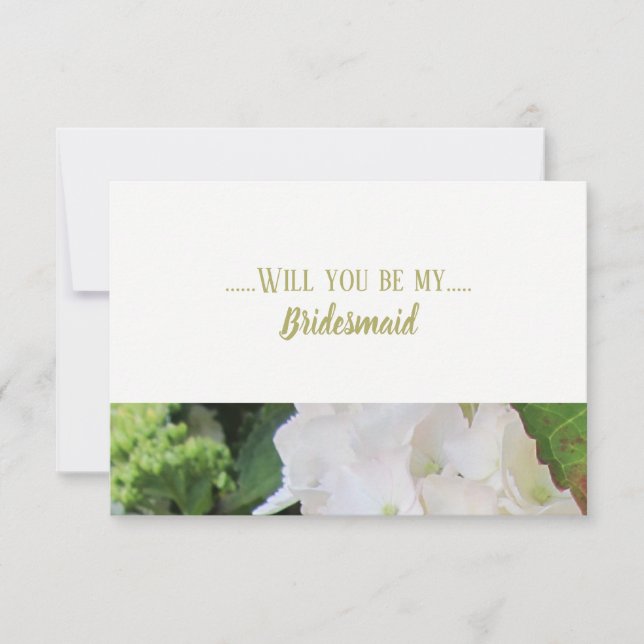 Invitación Hydrangea Blanca ¿Serás Mi Dama de Honor (Anverso)