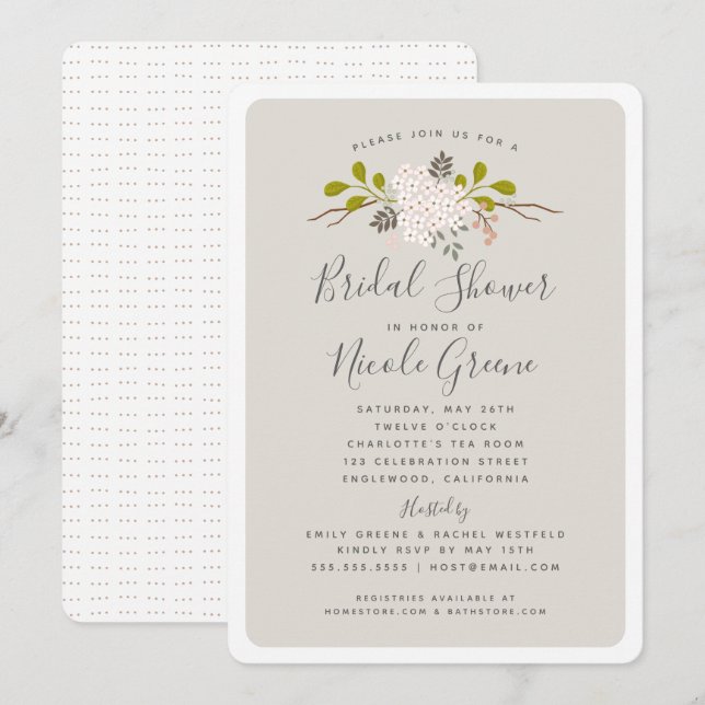 Invitación Hydrangea Blooms Floral Bridal Shower (Anverso / Reverso)