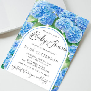 Invitación Hydrangea Blue Flowers Boy Baby Shower