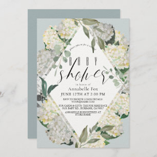 Invitación Hydrangea Blue Rhonbus Virtual Baby Shower
