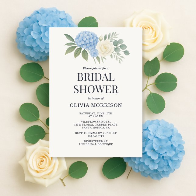 Invitación Hydrangea Botanical Eucalyptus Bridal Shower (Subido por el creador)