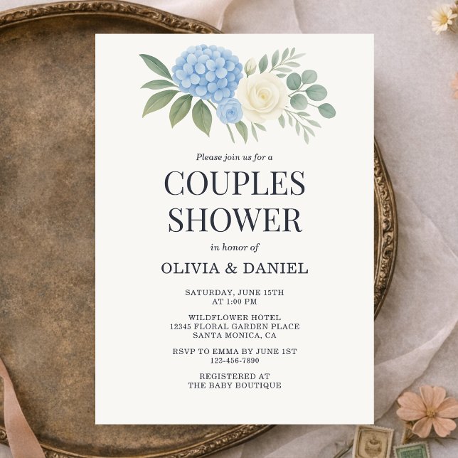 Invitación Hydrangea Botanical Eucalyptus Couples Shower (Subido por el creador)
