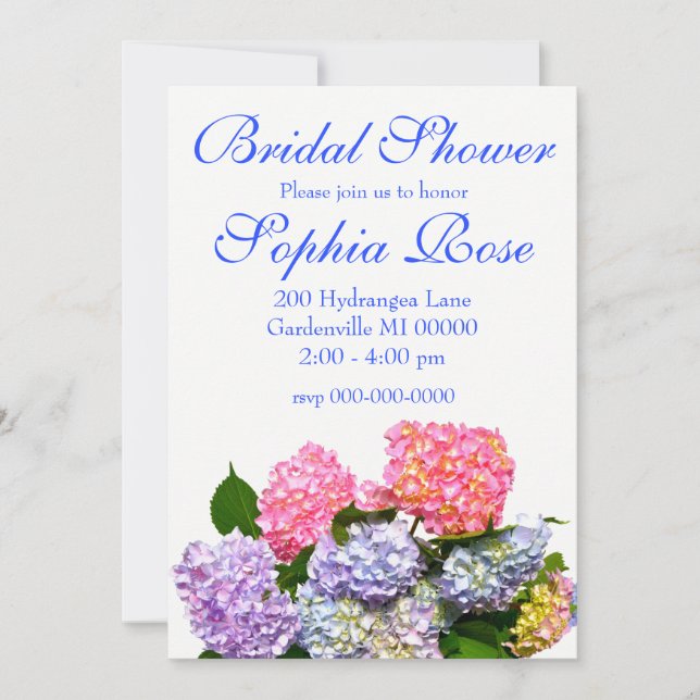 Invitación Hydrangea Bouquet - ducha de novia (Anverso)