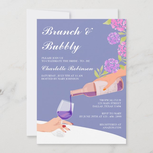 Invitación Hydrangea Brunch Floral Y Ducha De Brigada Buble (Anverso)