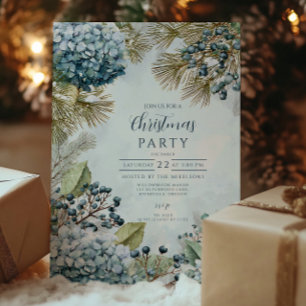 Invitación Hydrangea de Pino Nevado de Navidad