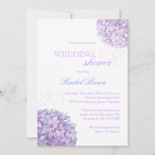Invitación Hydrangea del Sur florece ducha de casamiento de p (Anverso)