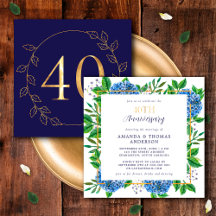 Hydrangea Dorada y Azul Aniversario de Bodas númer