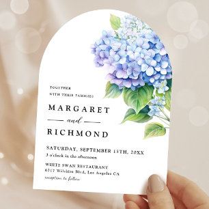 Invitación Hydrangea Dusty Blue Floral Arch Boda