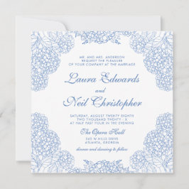 Invitación Hydrangea Dusty Blue Floral Moderno Boda