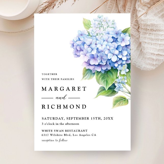 Invitación Hydrangea Dusty Blue Watercolor Floral Boda (Subido por el creador)