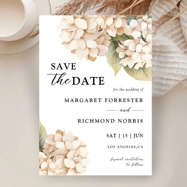 Invitación Hydrangea Elegante Boda Blanca Salva La Fecha (Subido por el creador)