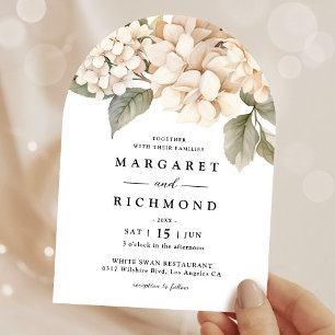 Invitación Hydrangea Elegante Boda de arco floral blanco