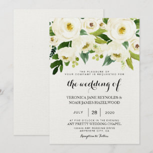 Invitación Hydrangea Elegante Rosa blanco Boda Floral I