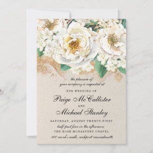 Invitación Hydrangea Elegante Rosa de Oro Blanco Floral