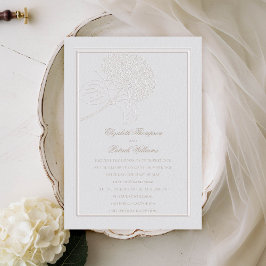 Invitación Hydrangea Faux Emhead Frame Formal Elegant Wedding
