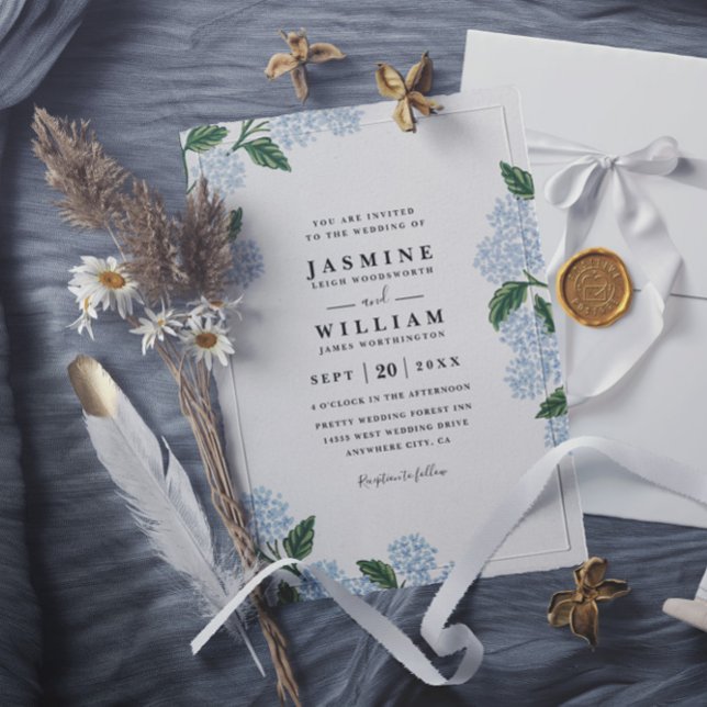 Invitación Hydrangea Floral Rustic Elegant QR Code Wedding (Subido por el creador)