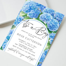Invitación Hydrangea Flores azules es un niño Baby Shower