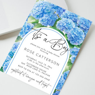 Invitación Hydrangea Flores azules es un niño Baby Shower