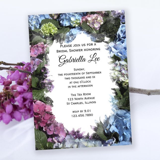 Invitación Hydrangea Flores Frame Bridal Shower (Subido por el creador)