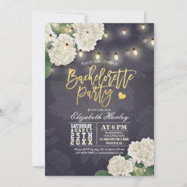 Invitación Hydrangea Flores String Luces Bachelorette Party