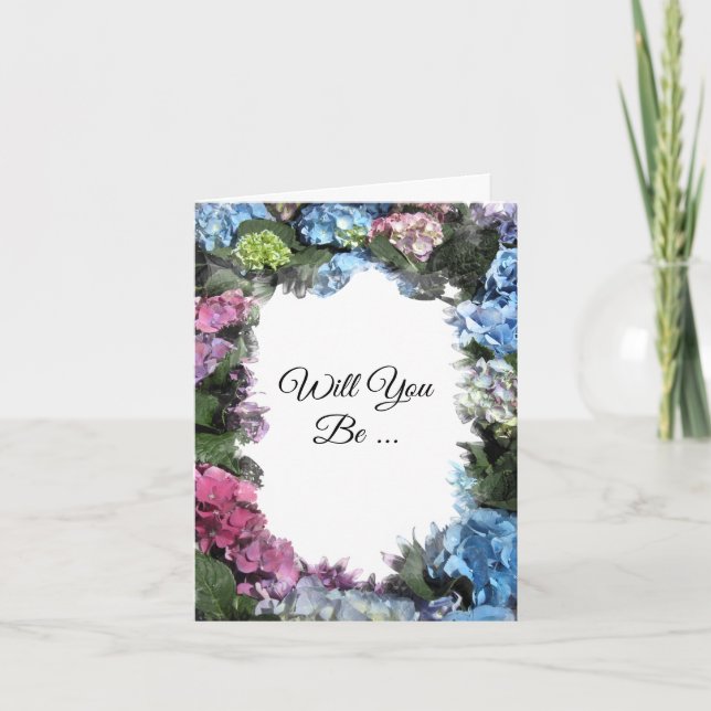 Invitación Hydrangea Flower Frame Serás Mi Novia (Anverso)