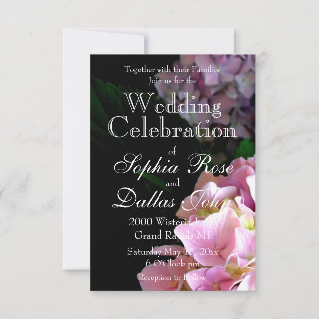 Invitación Hydrangea garden, rosa, azul, violeta floral (Anverso)