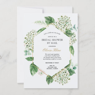 Invitación Hydrangea Gold Frame Shower por correo