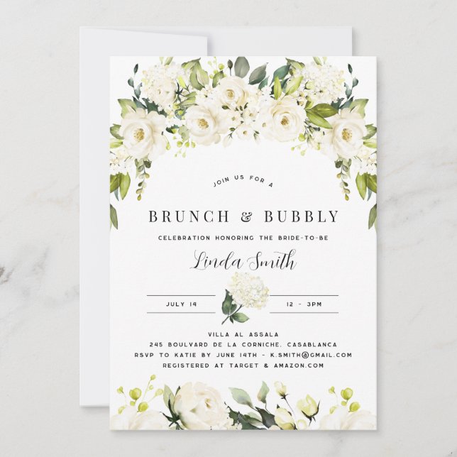 Invitación Hydrangea & Greenery Bridal Shower (Anverso)
