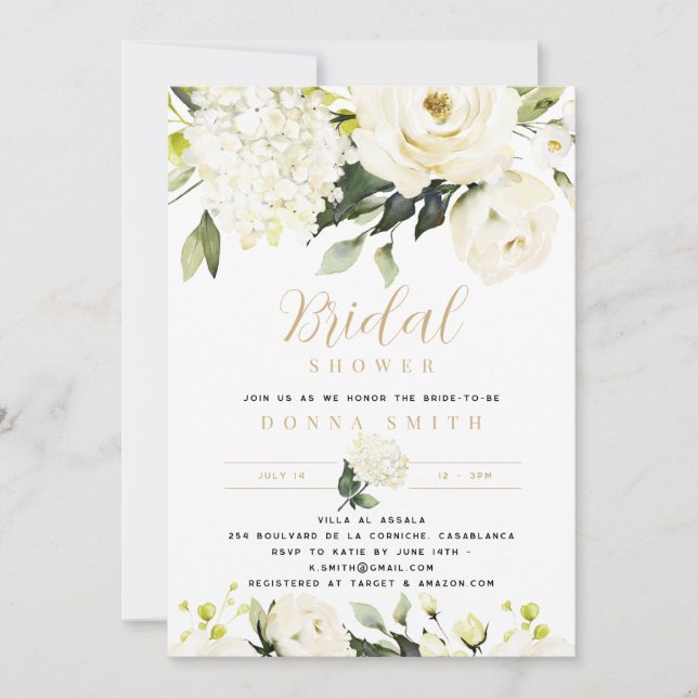 Invitación Hydrangea & Greenery Bridal Shower (Anverso)