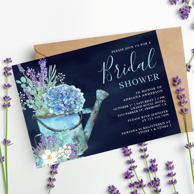 Invitación Hydrangea Lavender Floral Marina Azul Ducha Nupcia (Subido por el creador)