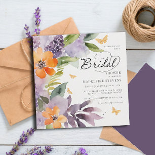 Invitación Hydrangea Lavender Naranja Bridal Shower